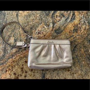 Metallic Gold Coach Wristlet